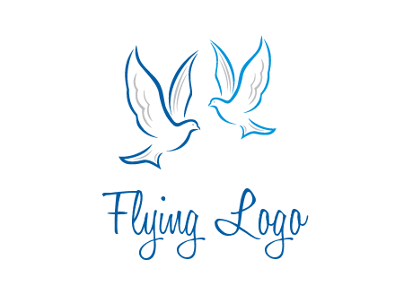 outline of doves facing each other animal logo