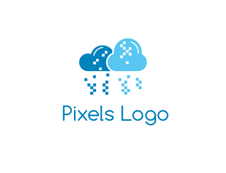 technology logo with clouds raining pixels