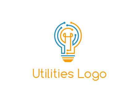 IT logo with circuit cables forming a light bulb