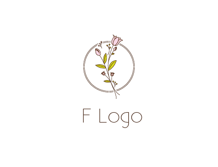 simple spa logo with flowers and buds growing on a stem