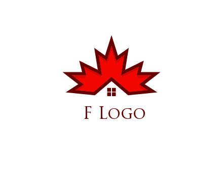 Canadian real estate logo with a house inside a maple leaf