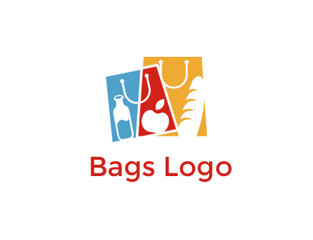 abstract shopping bags with groceries logo