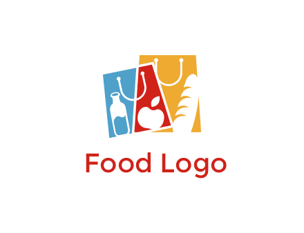 abstract shopping bags with groceries logo