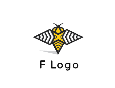 honeybee logo with a shuriken back and wings