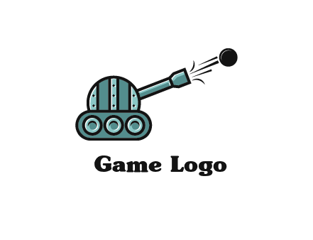tank shooting a cannon ball logo