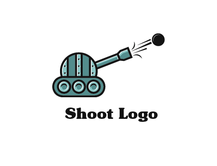 tank shooting a cannon ball logo