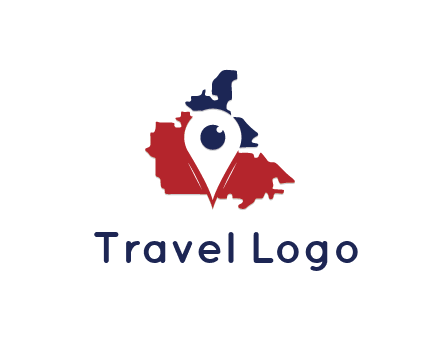 travel or hospitality logo with a geotag over a map