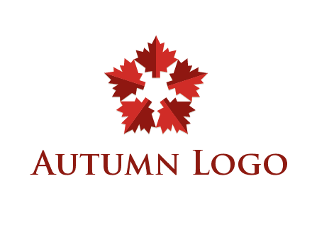 autumn decoration logo made with maple leaves