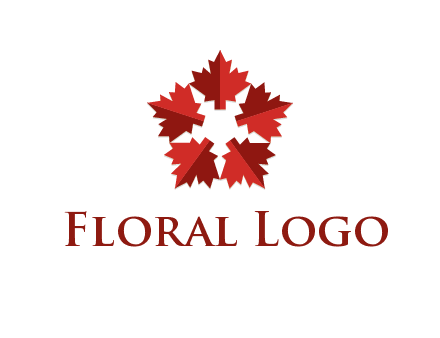 autumn decoration logo made with maple leaves