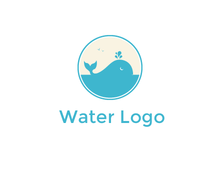 aquarium logo with a whale swimming in the ocean