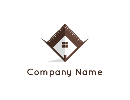 builder logo with a house inside architecture tools or ruler