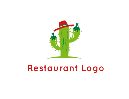 cactus wearing a Mexican hat logo