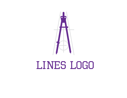 drawing compass with geometric lines logo