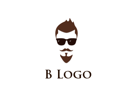 man with well-groomed hair, beard and mustache for grooming services or barber shop logo