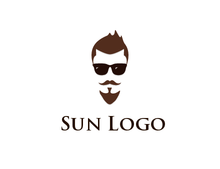 man with well-groomed hair, beard and mustache for grooming services or barber shop logo