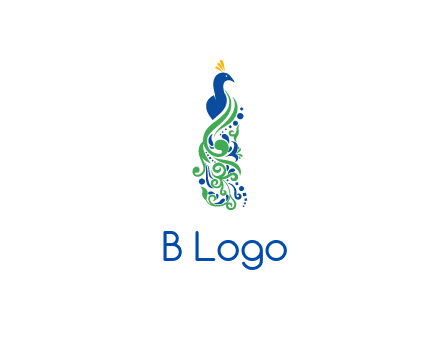 peacock illustration for beauty logo