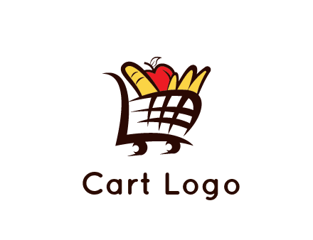 shopping cart icon loaded with groceries