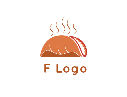 steam rising from taco for Mexican food logo