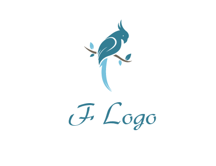 fancy parrot sitting on branch pet logo icon