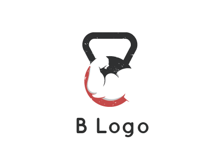 kettlebell gym shaped logo with bodybuilder arm