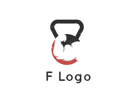 kettlebell gym shaped logo with bodybuilder arm