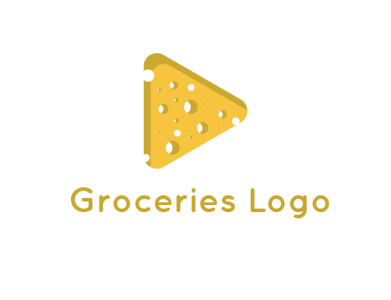 two rounded triangles of cheese forming a logo