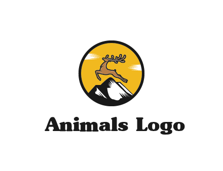 reindeer jumping over mountains logo