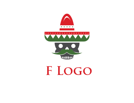 skull with mustache and Mexican hat icon