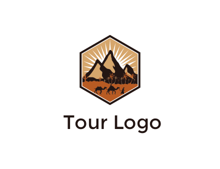 hexagon shaped desert logo