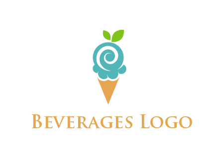 Ice cream with leaves icon