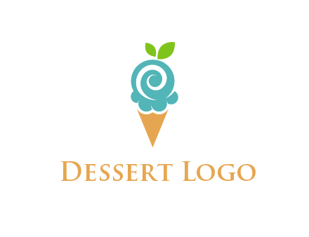 Ice cream with leaves icon