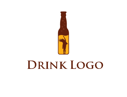 girl dancing inside wine bottle logo