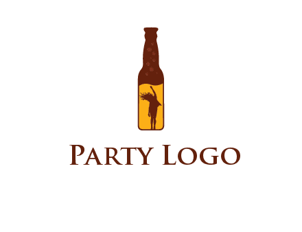 girl dancing inside wine bottle logo