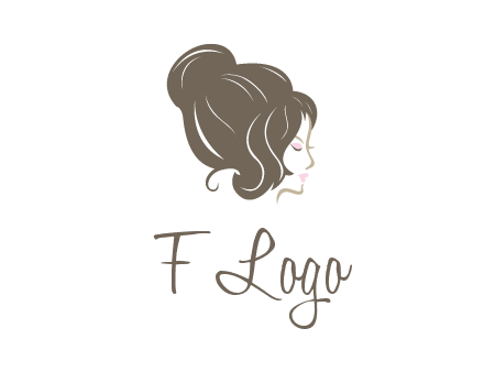 woman head with hair bun beauty logo icon