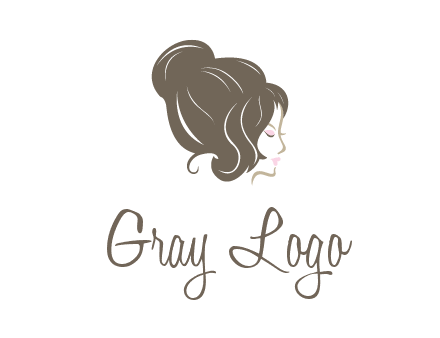 woman head with hair bun beauty logo icon