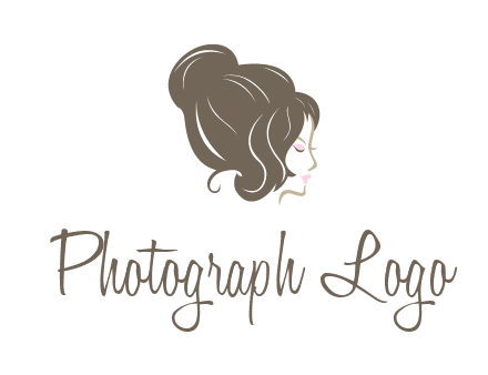 woman head with hair bun beauty logo icon