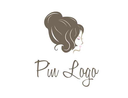 woman head with hair bun beauty logo icon