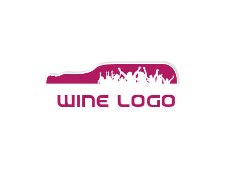 crowd dancing inside wine bottle symbol