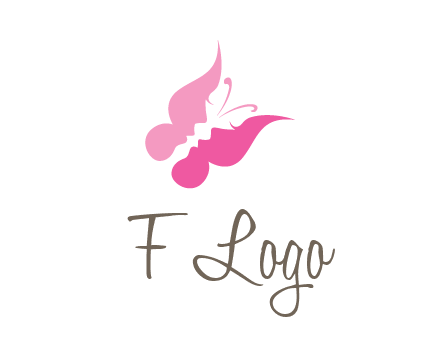 women faces in butterfly wings shape beauty logo