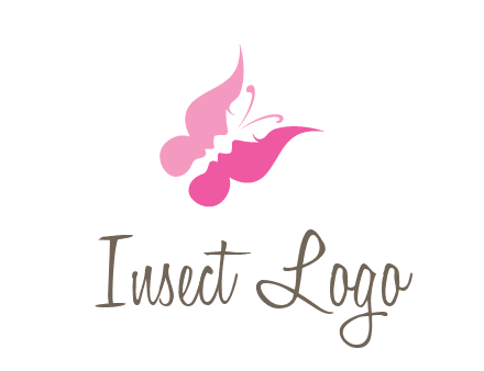 women faces in butterfly wings shape beauty logo