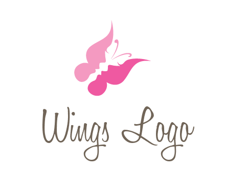 women faces in butterfly wings shape beauty logo