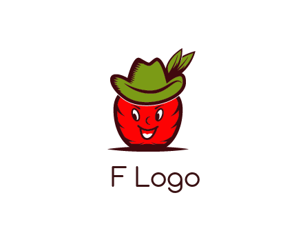 apple with face wearing hat with leaves