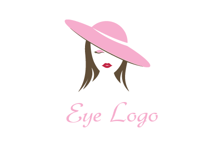 head of woman with tilted fancy hat fashion logo icon