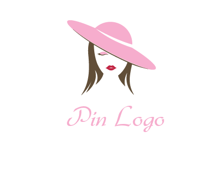 head of woman with tilted fancy hat fashion logo icon