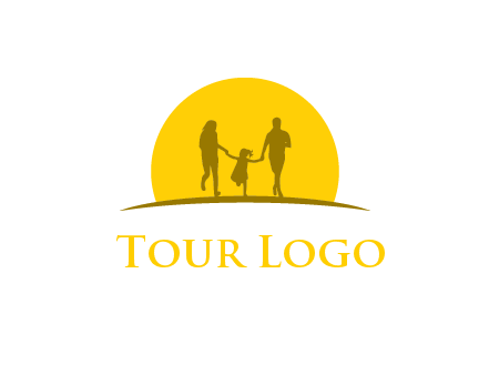 family enjoying the sun set logo