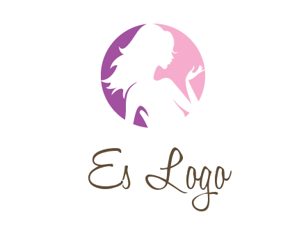 silhouette of woman body in circle beauty logo