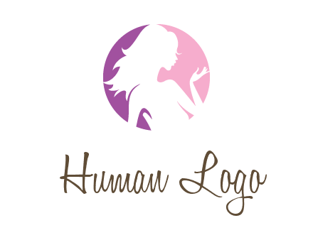 silhouette of woman body in circle beauty logo