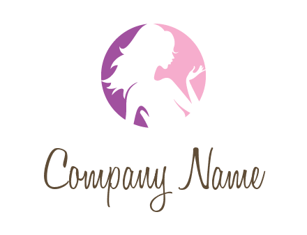 silhouette of woman body in circle beauty logo