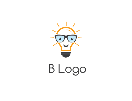 line art light bulb with face wearing glasses