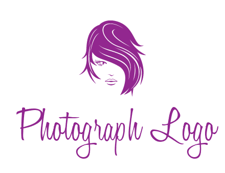 head of woman with short hair across face beauty logo icon